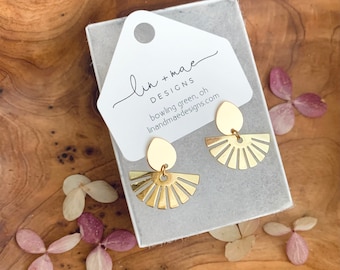 The Ali Collection// Gold Geometric Earrings// Dainty Geometric Gold Hoops// Half Circle + Hoops