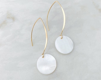Gold + Cream Abalone Shell Earrings