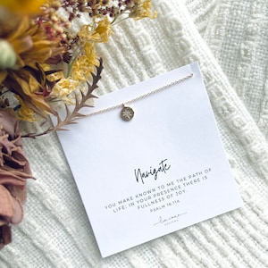 Tiny Compass Necklace // Dainty Charm Message Necklace // Silver + Gold + Rose Gold