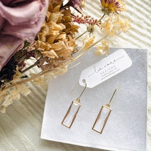 The Jenny Earrings // Rectangle Glass Dangly Earrings