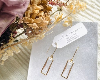 The Jenny Earrings // Rectangle Glass Dangly Earrings