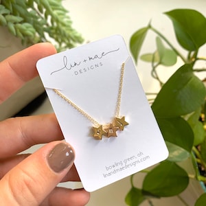 Dainty Initial Star Necklace // Dainty Jewelry // Hand Stamped Jewelry // Mama Necklace // Gold + Silver + Rose Gold