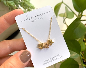 Dainty Initial Star Necklace // Dainty Jewelry // Hand Stamped Jewelry // Mama Necklace // Gold + Silver + Rose Gold