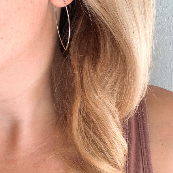 Oval Hoop Earrings // Hammered Hoops // Minimalist Jewelry // Silver Hoops // Rose Gold Hoops // Gift for Her