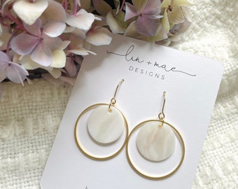 Seashell Hoops // Mother Of Pearl Earrings