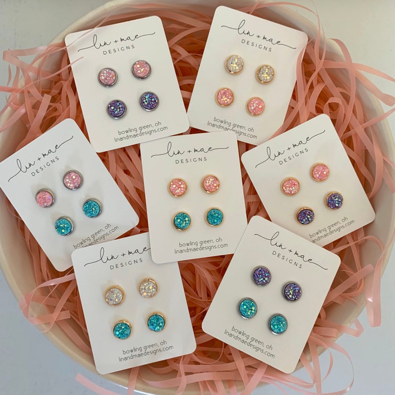 Pastel Earrings // Double Set of Earrings Etsy