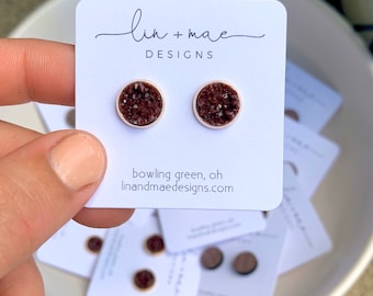 Cozy Collection // Knit Studs + Hickory + Hazelwood Druzy Earrings // Fall Earrings // Simple Earring Studs