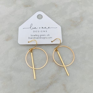 The Eclipse Earring Set // Modern Statement Earrings // Gold // Classy Earrings // Lightweight Statement Earrings // Bar Hoop image 8