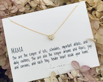 Mama Necklace/ Mothers Gift // Boxed Gift Set // Encouraging and Inspirational Jewelry// Tiny Heart // Dainty Charm Necklace