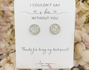 Bridesmaid Earrings // Bulk Earrings // Wedding Jewelry // Bridesmaid + Maid of Honor + Junior Bridesmaid // Wedding Gifts // Druzy Earrings