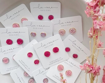 Pink Collection // Pink Sparkle Earring Studs