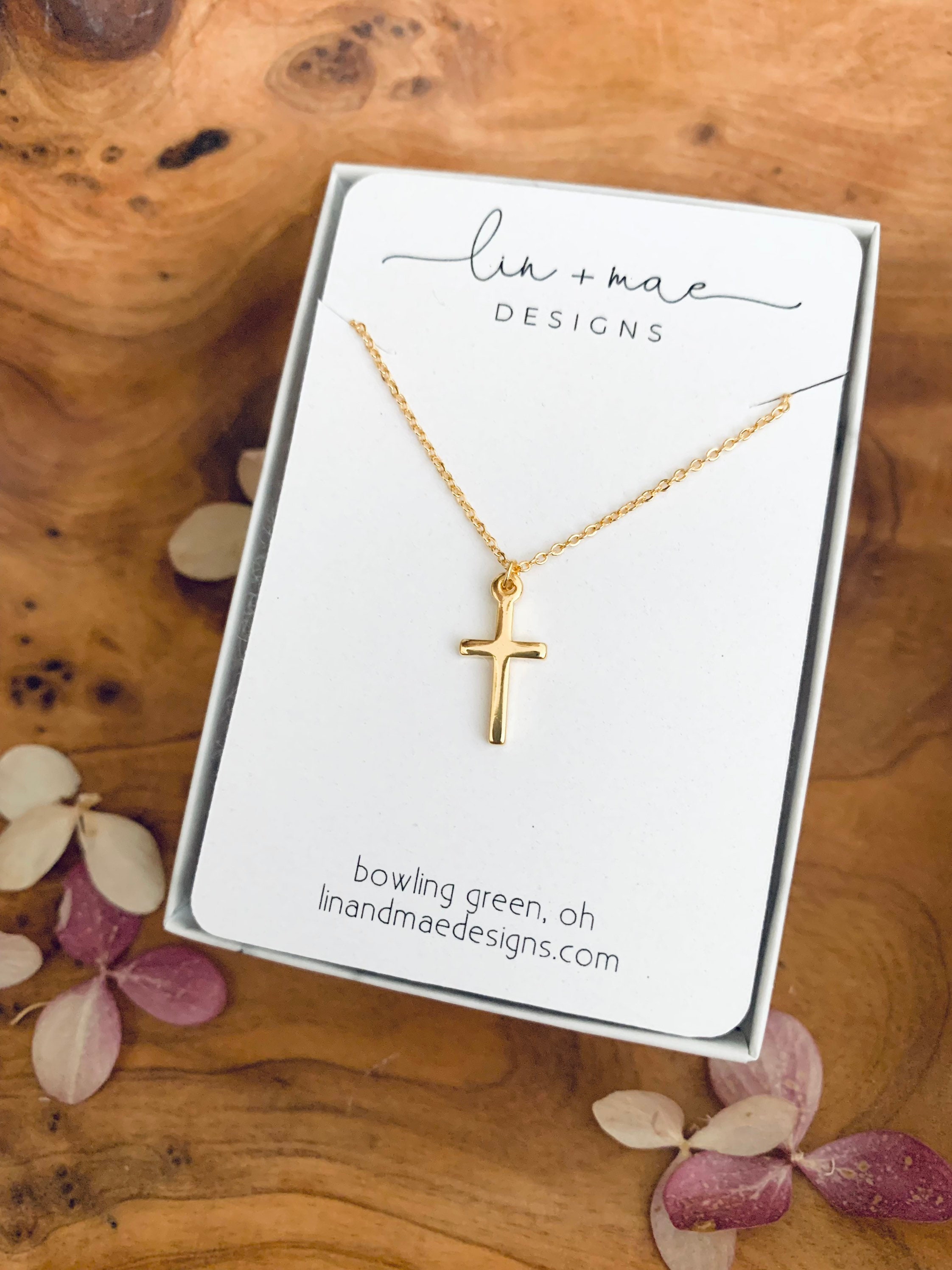 Personalized Mini Cross Necklace | Merci Maman