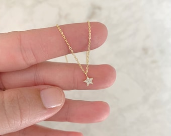 Tiny Star Necklace // Dainty Charm Necklace // Silver + Gold + Rose Gold