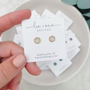 Mini Druzy Earring Studs // Stainless Steel Posts // Dainty Faux Druzy // Gold + Silver