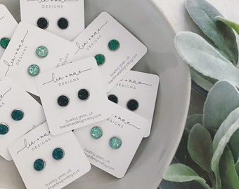 Emerald Collection // Small Druzy Earring Studs // Simple Earring // Bridesmaid Earrings // Earring Gift Set