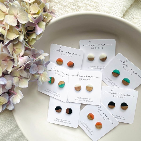 Wood + Acrylic Studs// Half Wood design// Simple lightweight studs // Eco Friendly