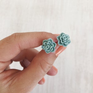 Handmade Resin Succulent Earrings, Stainless Steel Studs