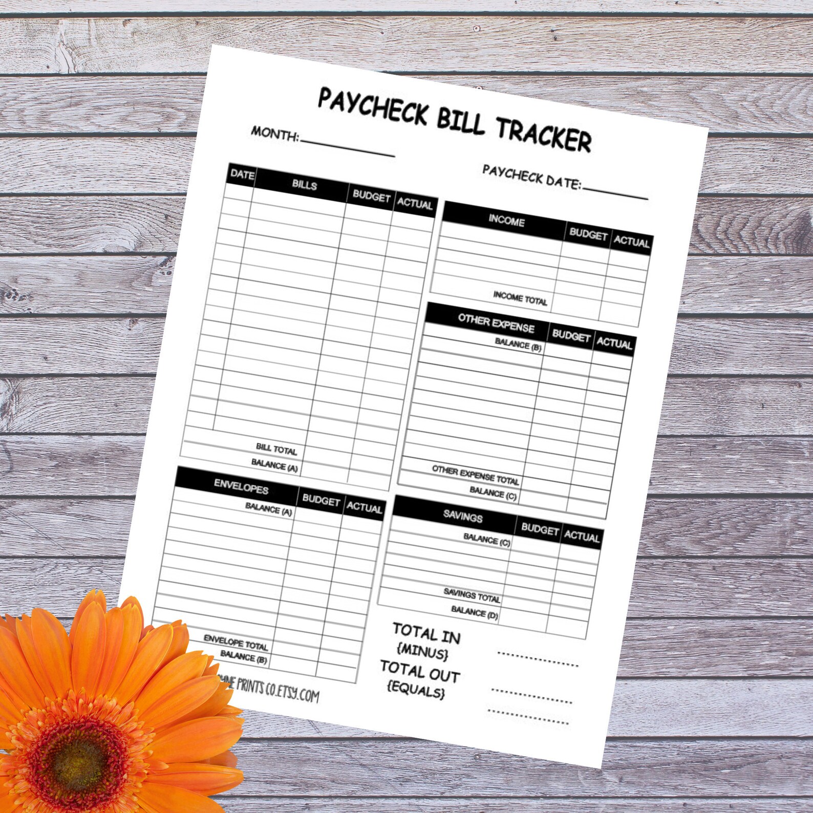 Budget-Paycheck Bill Tracker Worksheet Budget-Financal | Etsy