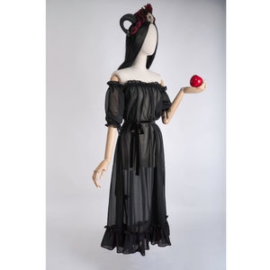Chiffon Chemise off the shoulder Dress, Gothic Medieval Renaissance Victorian Dark Academia Fantasycore Witch Vampire Cottagecore *MTO*