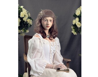 White Cotton Renaissance Corset, Historical Lacing Bodice (MTO)