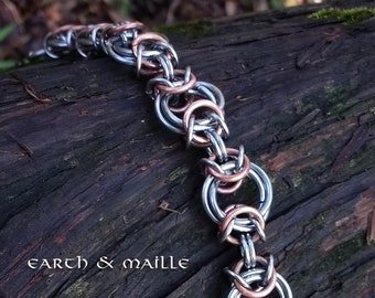 Rose Chain Chainmail armband roestvrij staal koper, Maille, Chainmaille armband, Renaissance, middeleeuwse armband