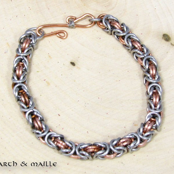 Byzantine Copper Stainless Steel Chainmail Bracelet, Chainmaille Bracelet, Renaissance Medieval Bracelet