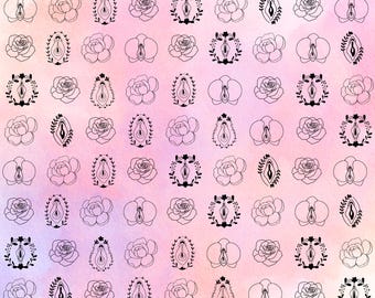Floral Feminist 20 oz Tumbler Wrap, Pink Flower Clipart (Digital Download)