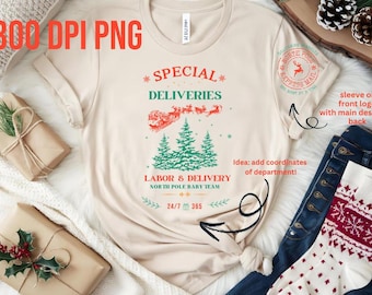 Labor and Delivery Nursing Christmas Shirt PNG | SVG | EDITABLE | Nurse Holiday Digital Design | Maternity Nurse Gift / Unit shirt