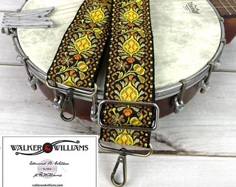 HBAN-01 Vintage Series Blue & Gold Mandala Woven Banjo Strap With