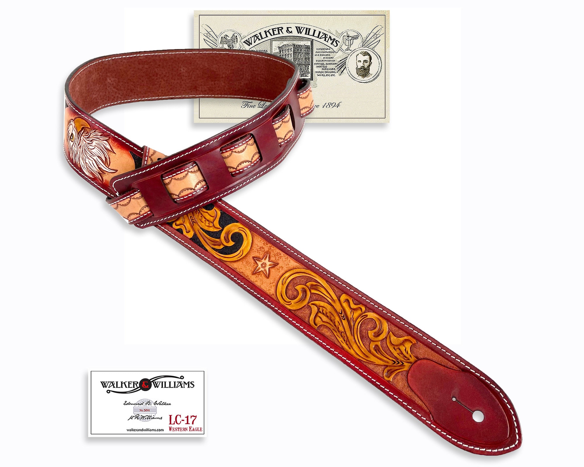 Western Horse Personalized Leather Guitar Strap 
