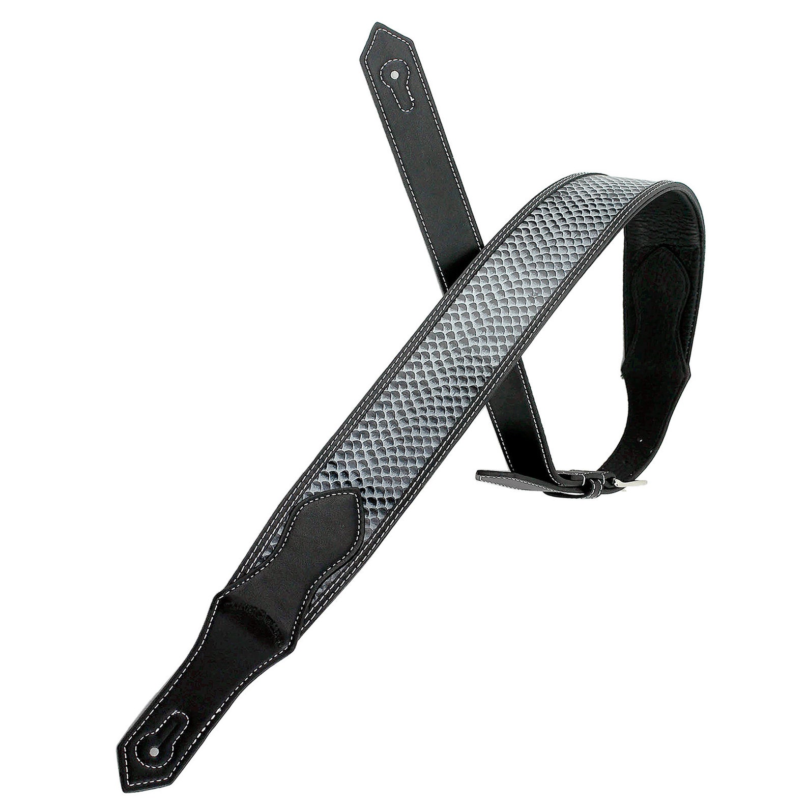 Snakeskin Padded Leather Guitar Strap Burnished Black Walker & Etsy UK