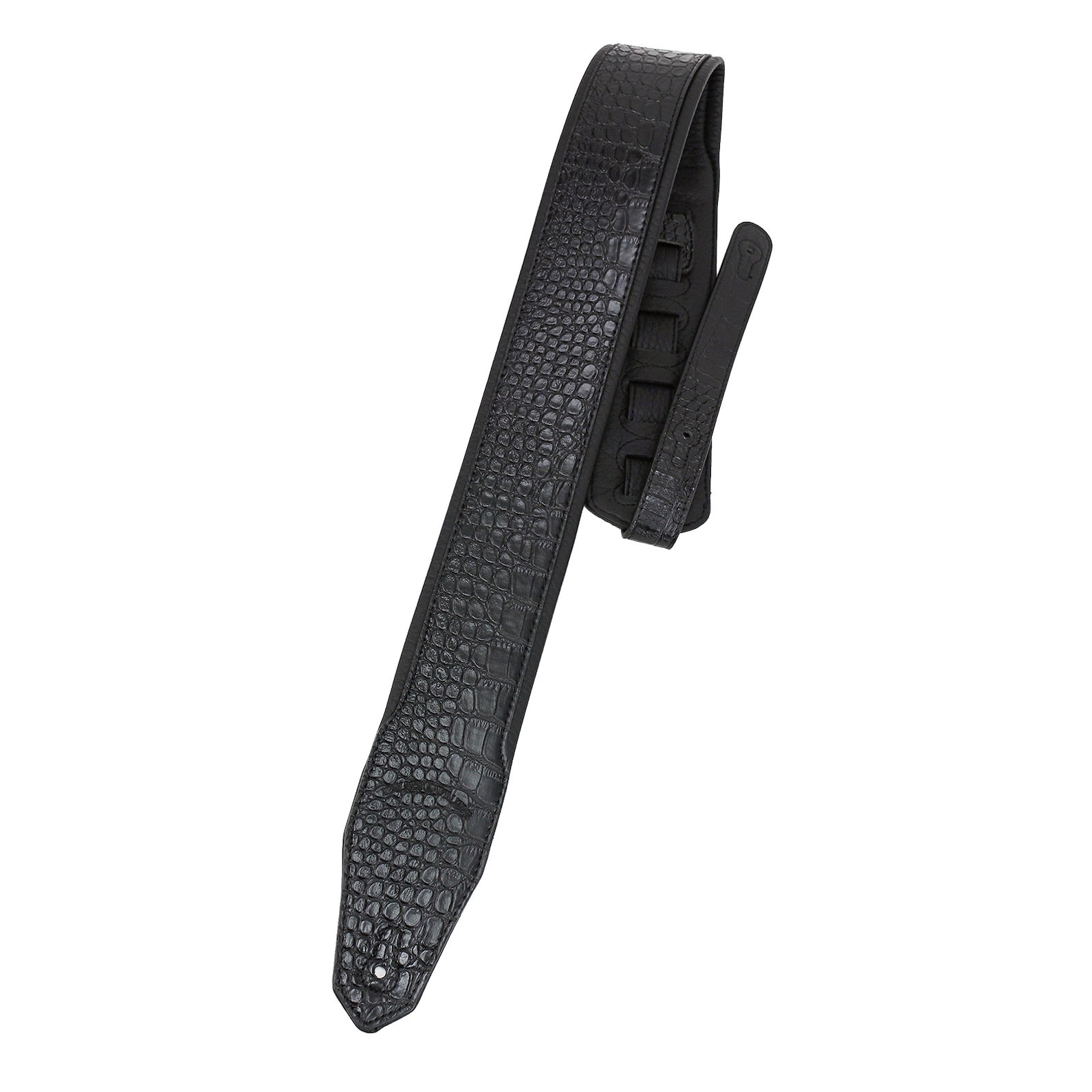 Black Alligator Guitar Strap With Padded Glove Leather Back Etsy