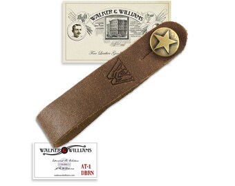 Walker And Williams AT-1-DBRN Distressed Brown Acoustic Guitar Strap Button Headstock Adaptor