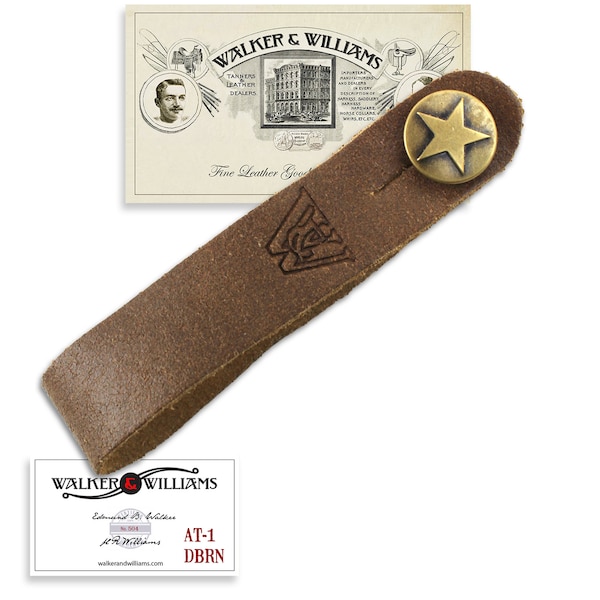 Walker And Williams AT-1-DBRN Distressed Brown Acoustic Guitar Strap Button Headstock Adaptor