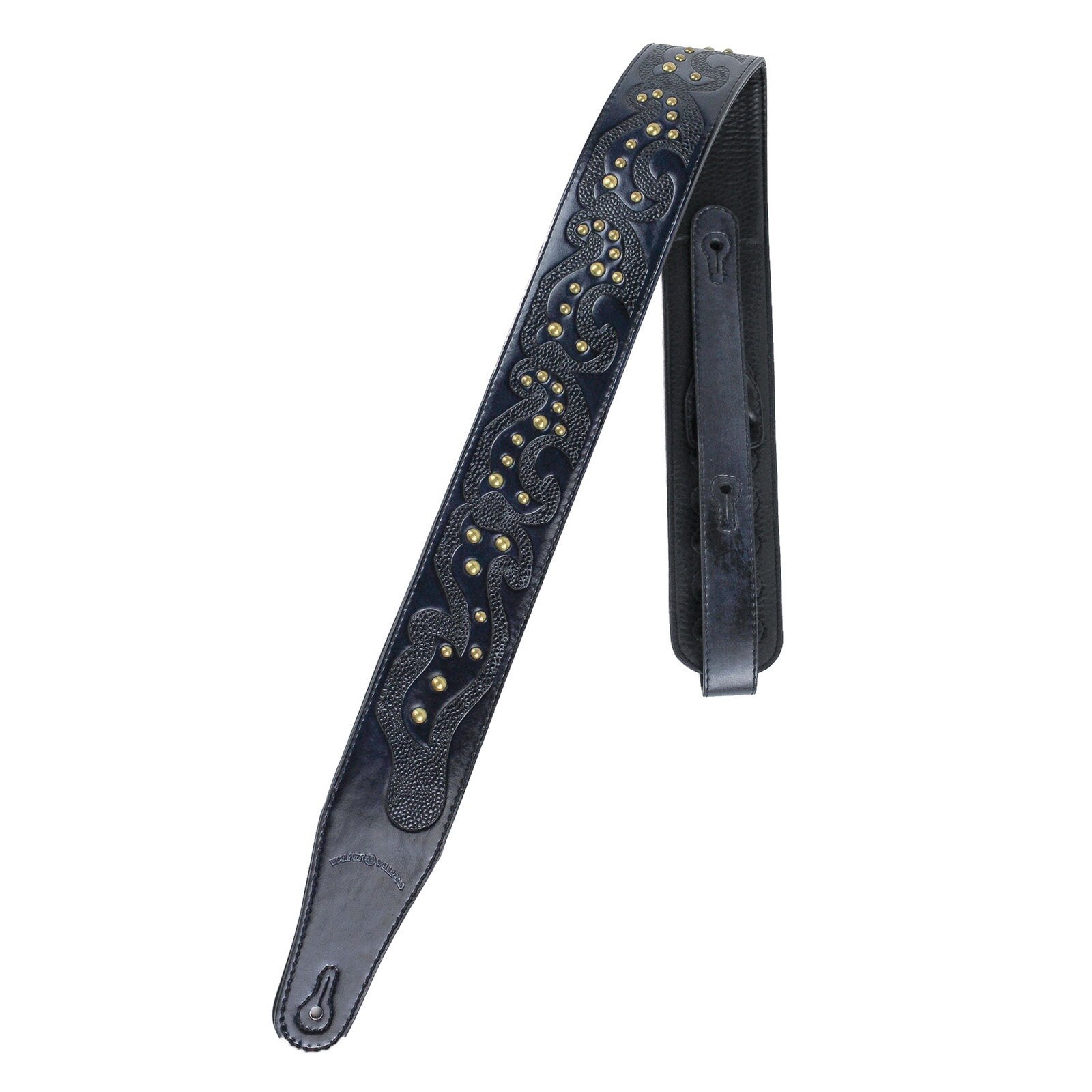 Midnight Blue Leather Padded Guitar Strap with Celtic Tooling Etsy