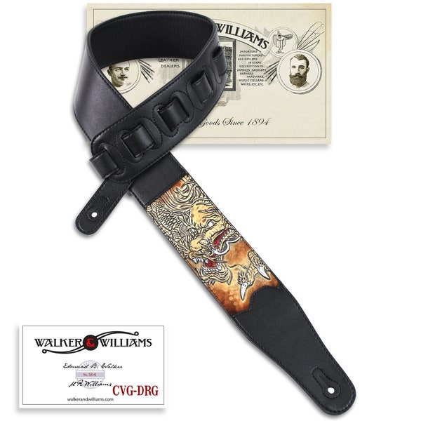 Walker And Williams CVG-DRG Hand Carved Luck Dragon On Black Padded Strap