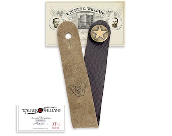 Suede Leather Acoustic Guitar Strap Button Headstock Adapter Walker & Williams AT-1