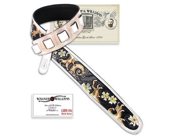 Walker And Williams LHR-26 Antique White Premium Leather With Sumi-E Wave Scene