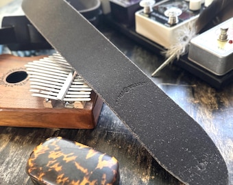 Walker & Williams STR-05 Distressed "Weathered" Charcoal Black Top Grain Italian Leather Guitar Strap, With Super Soft Back, For All Guitars