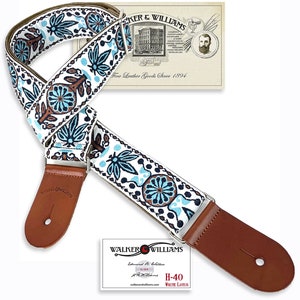 Walker And Williams H-40 Vintage Series Plush Back White Lotus Woven Strap w/Chestnut Ends