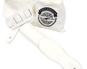 Walker And Williams G-04-WHT-REV White Top With Aged Ivory White Padded Glove Leather Back For All Guitars