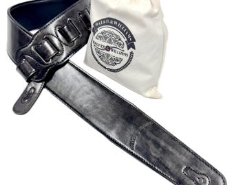 Walker & Williams G-29 Platinum Grey Brushed Finish Guitar Strap with Padded Glove Leather Back For All Guitars And Basses