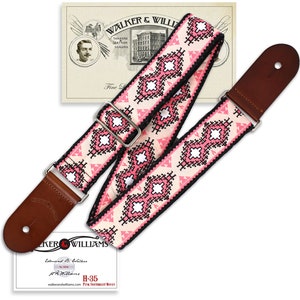 Walker and Williams H-35 Vintage Series Bright Pink & White Southwest Diamond Design With Thick Leather Ends