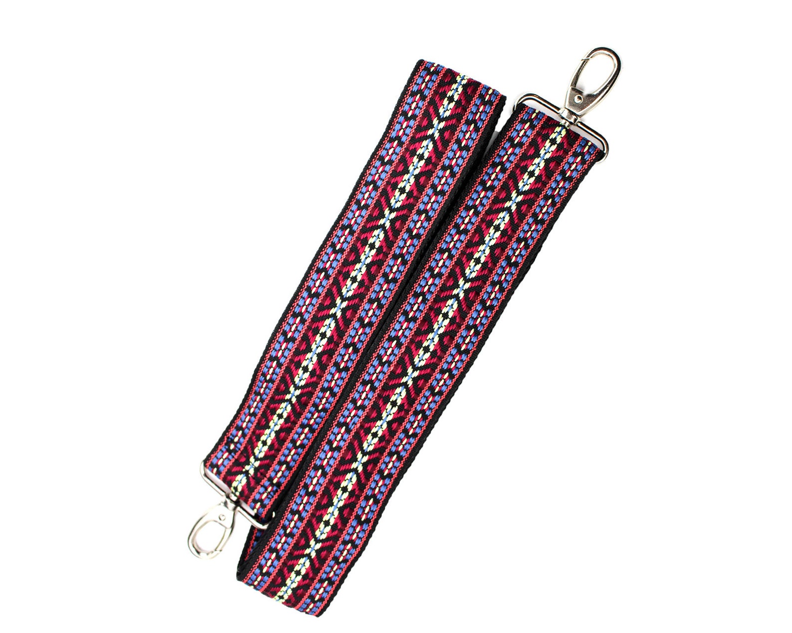 Woven Vintage Guitar Style Purse Strap Red Yucatan Pattern Etsy