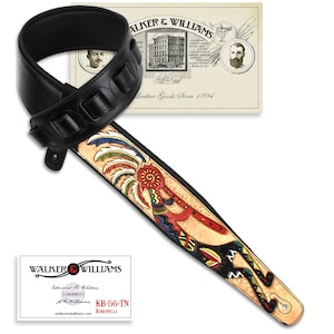 Walker And Williams KB-56-TN  Hand Carved Multi Color Kokopelli Design On Premium Tan Carving Leather