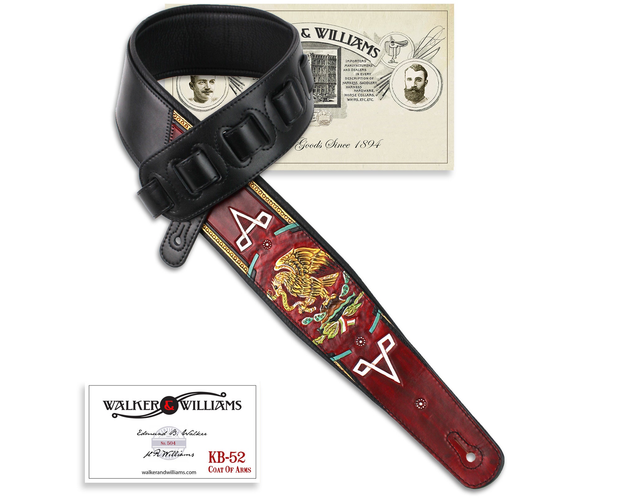 Walker and Williams KB-52-RD Black Strap W/mexican Coat of