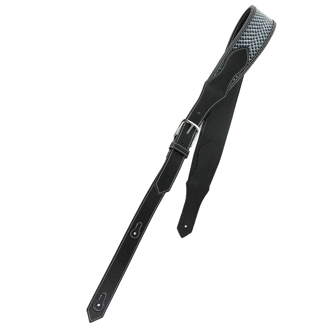 Snakeskin Padded Leather Guitar Strap Burnished Black Walker & Etsy