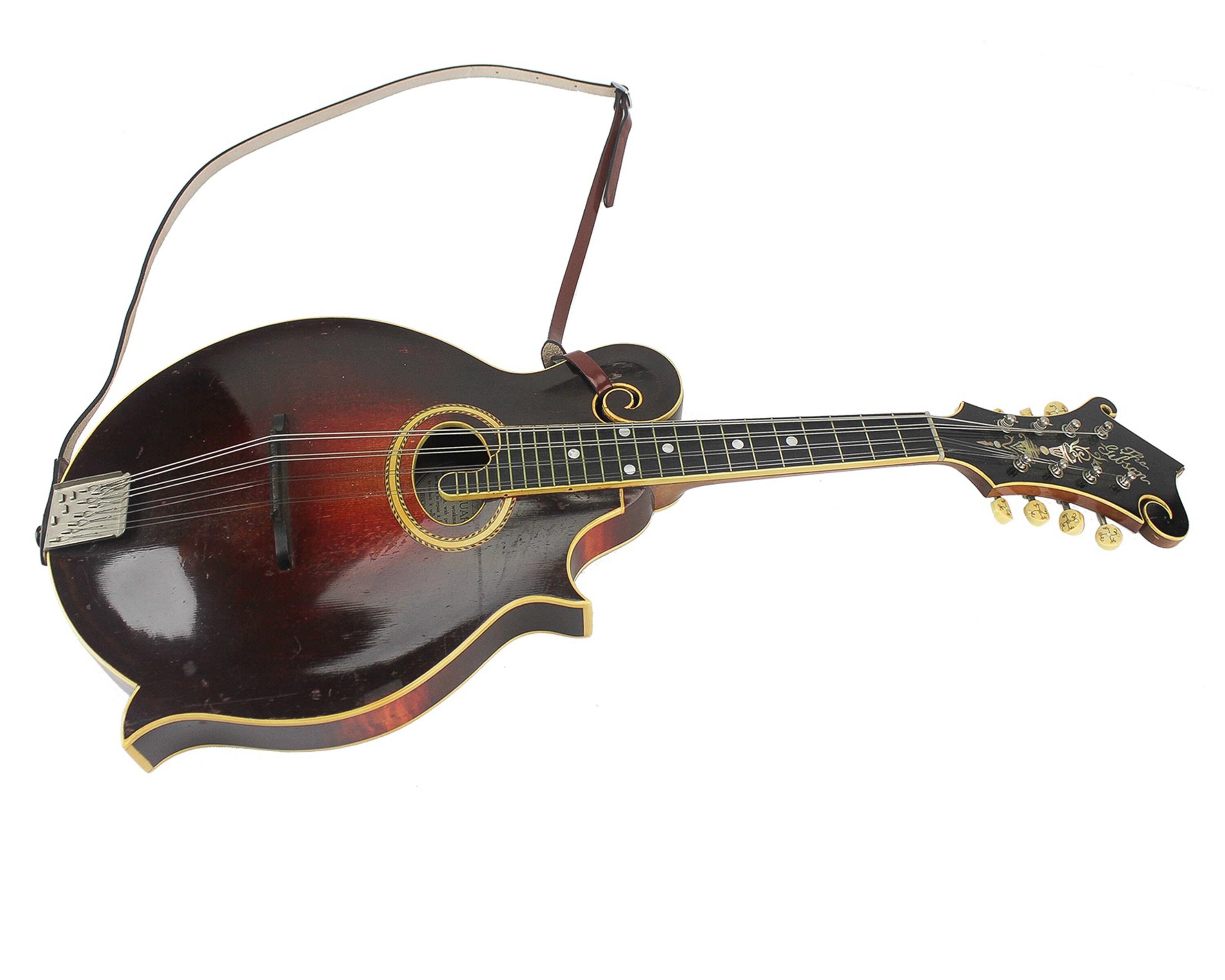 Mandolin Strap Chestnut Brown Leather for A or F Type Mandolins Walker ...