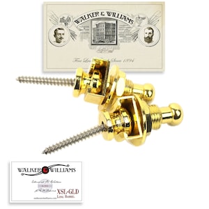 May include: Two gold-colored guitar strap buttons with screws. The buttons are labeled "XSL-GLD Long Barrel" and "Walker & Williams".