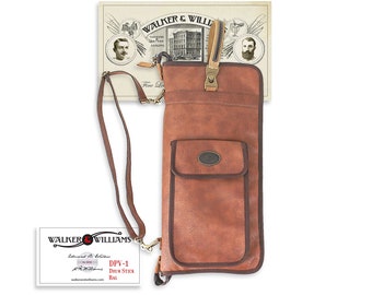 Walker & Williams DPV-1 Chestnut Drumstick Bag Holds 10-12 Pairs Detachable Straps